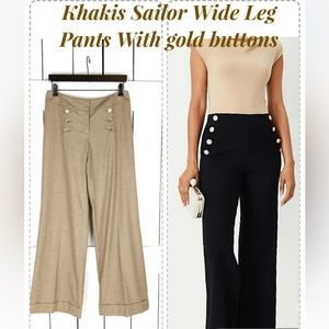 AT Khakis /mariner/ Sailor Wide Leg Pants With gold buttons/ Size4